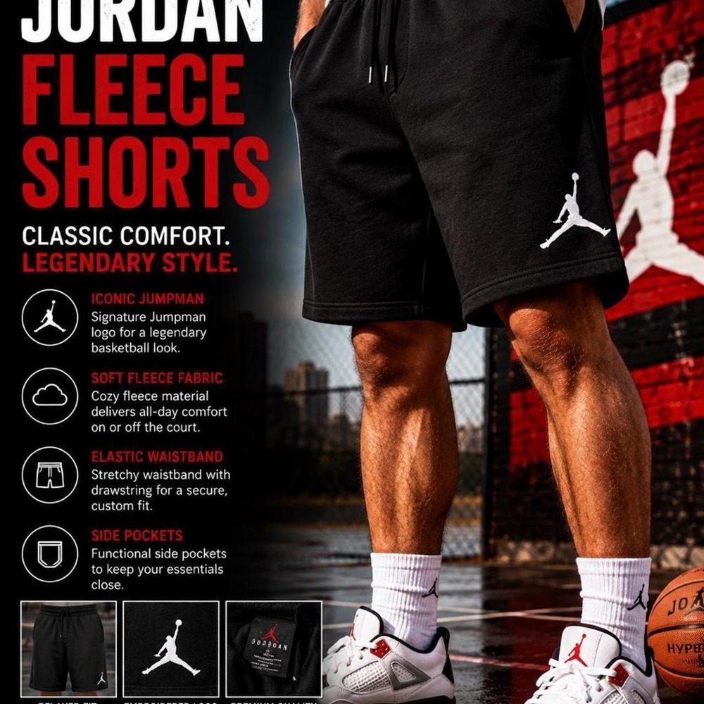 Jordan Men's Black Fleece Shorts XL Jumpman Basketball